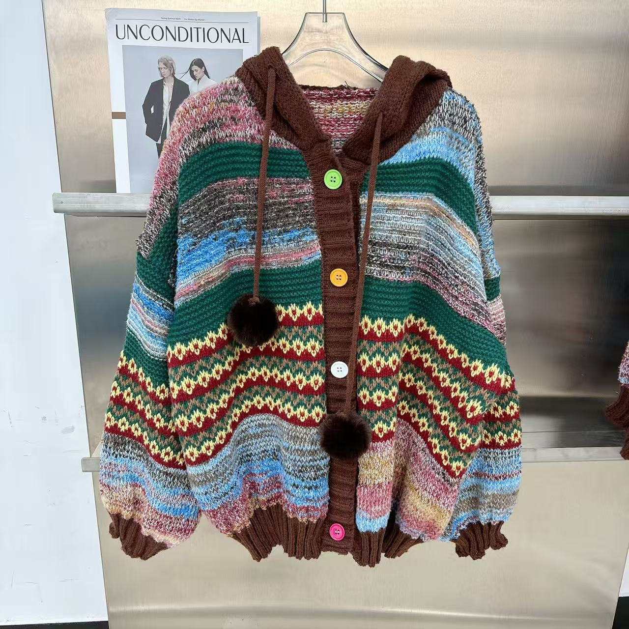 Striped Hoodie Knit Cardigan – Cozy Casual Style