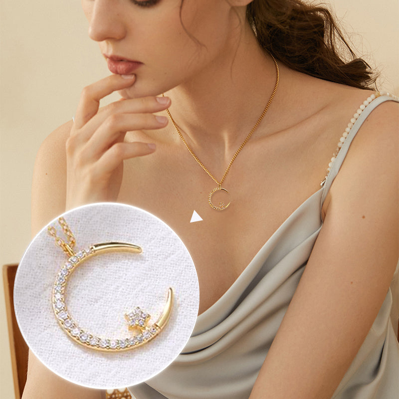 🌙✨Bright Night: Moon Star Necklace🎁Comes with Exquisite Gift Box