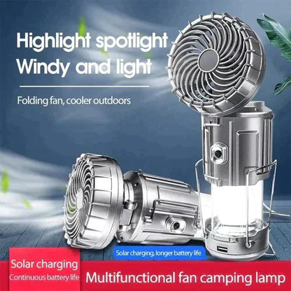 ⛺40% OFF🦬Portable Solar Powered Camping Lantern with Fan for Outdoor