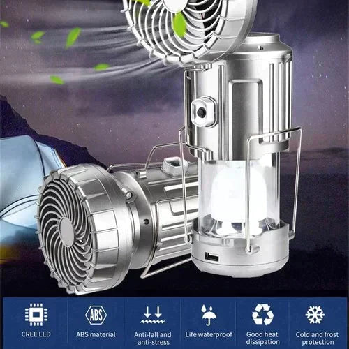 ⛺40% OFF🦬Portable Solar Powered Camping Lantern with Fan for Outdoor