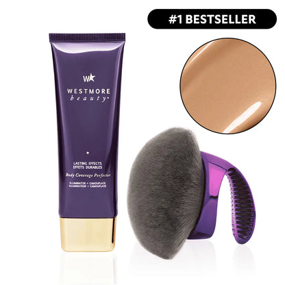 Westmore Beauty Body Coverage Perfector 3.5oz + X-Large Buffer Brush - Flawless Body Makeup, Concealer for Scars, Spots, Veins, Tattoos and More Blend Cosmetic