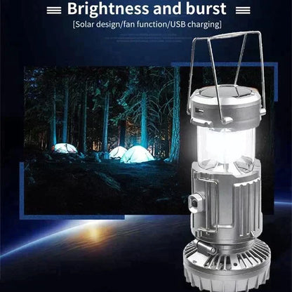 ⛺40% OFF🦬Portable Solar Powered Camping Lantern with Fan for Outdoor