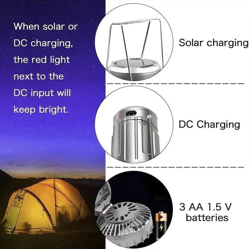 ⛺40% OFF🦬Portable Solar Powered Camping Lantern with Fan for Outdoor
