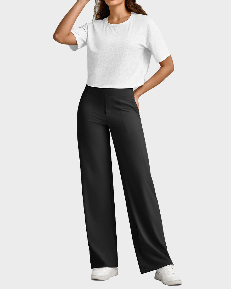 G4Free Loose High-Waist Business Casual Pants Yoga Pants Women Wide Leg Pants with Pockets Comfortable Athletic Sweatpants