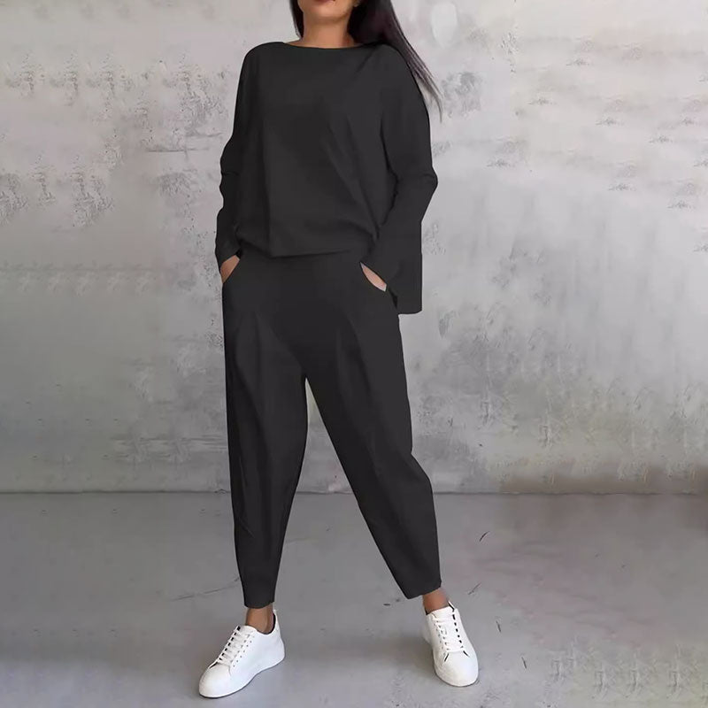 🎉HOT SALE💖Round-Neck Long-Sleeved Top ＆ Pants 2-Piece Set