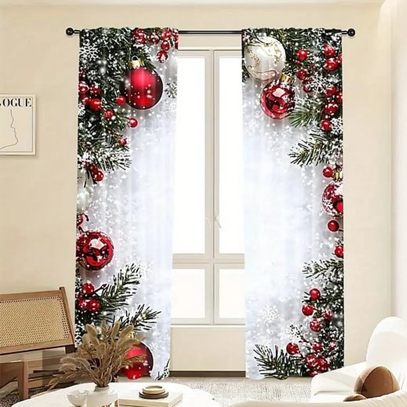 🎅Christmas Sale🎄50K+ SOLD! 🎁✨Christmas Window Curtains 2-Piece Set for Home Decor