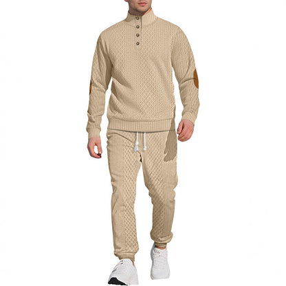 ⏳Time-Limited Special⏰Casual Jacquard Set: Stand Collar Top + Elastic Cuff Pants – Rich Jacquard Texture & Elegant Neckline, Daily Wear Essential!