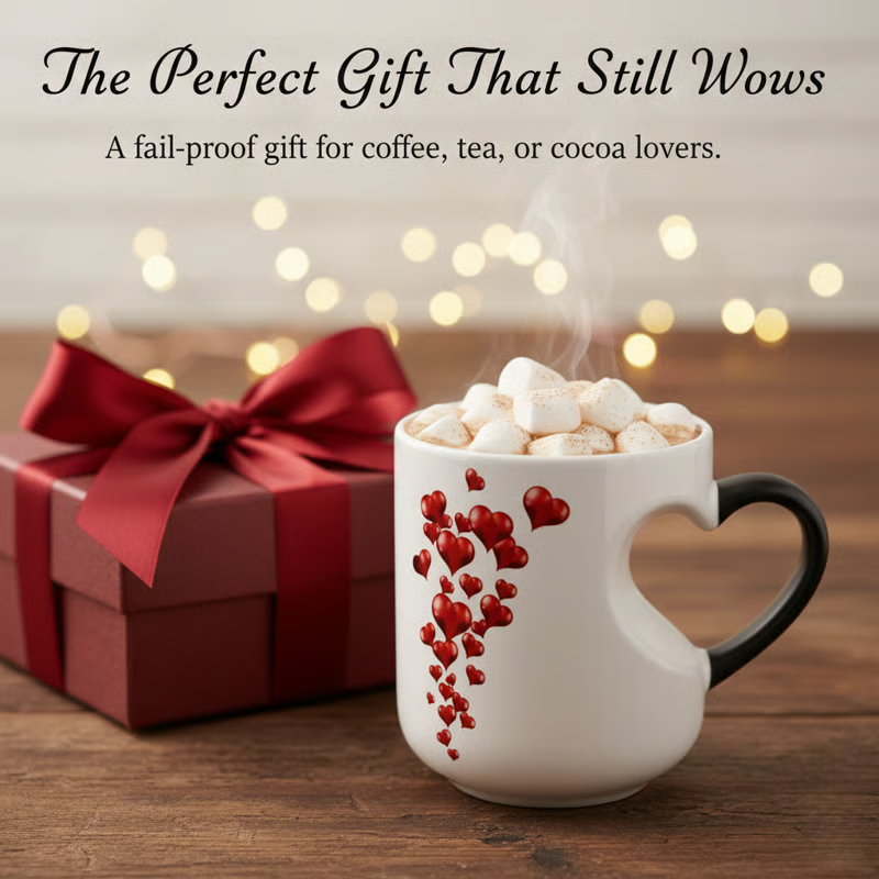 Color Changing Heart Handle Ceramic Mug