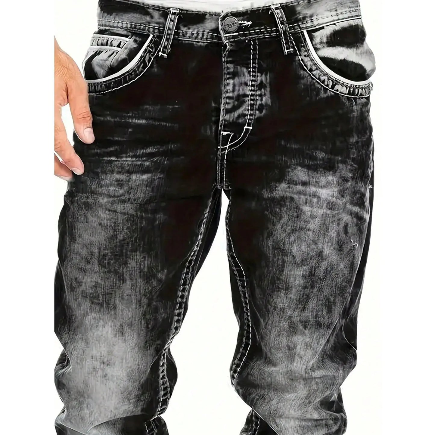 Men's Fashion Stretch Jeans,Minimalist Style Suitable For Summer, Emo Style