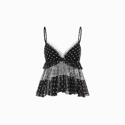 Ruffled Lace Trim Camisole Top