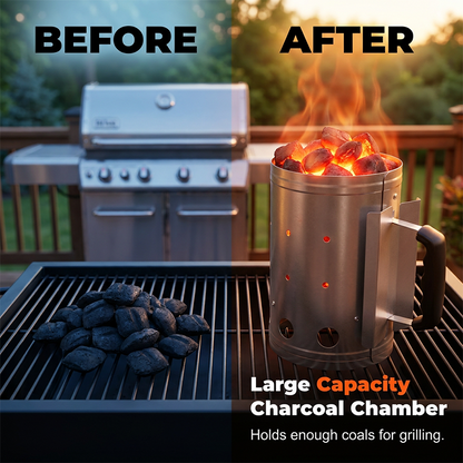 Heavy-Duty Steel BBQ Charcoal Starter